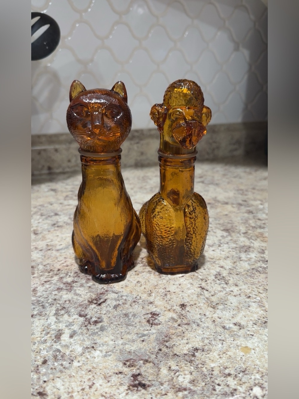 Amber Glass Cat and dog Decorative Bottles -